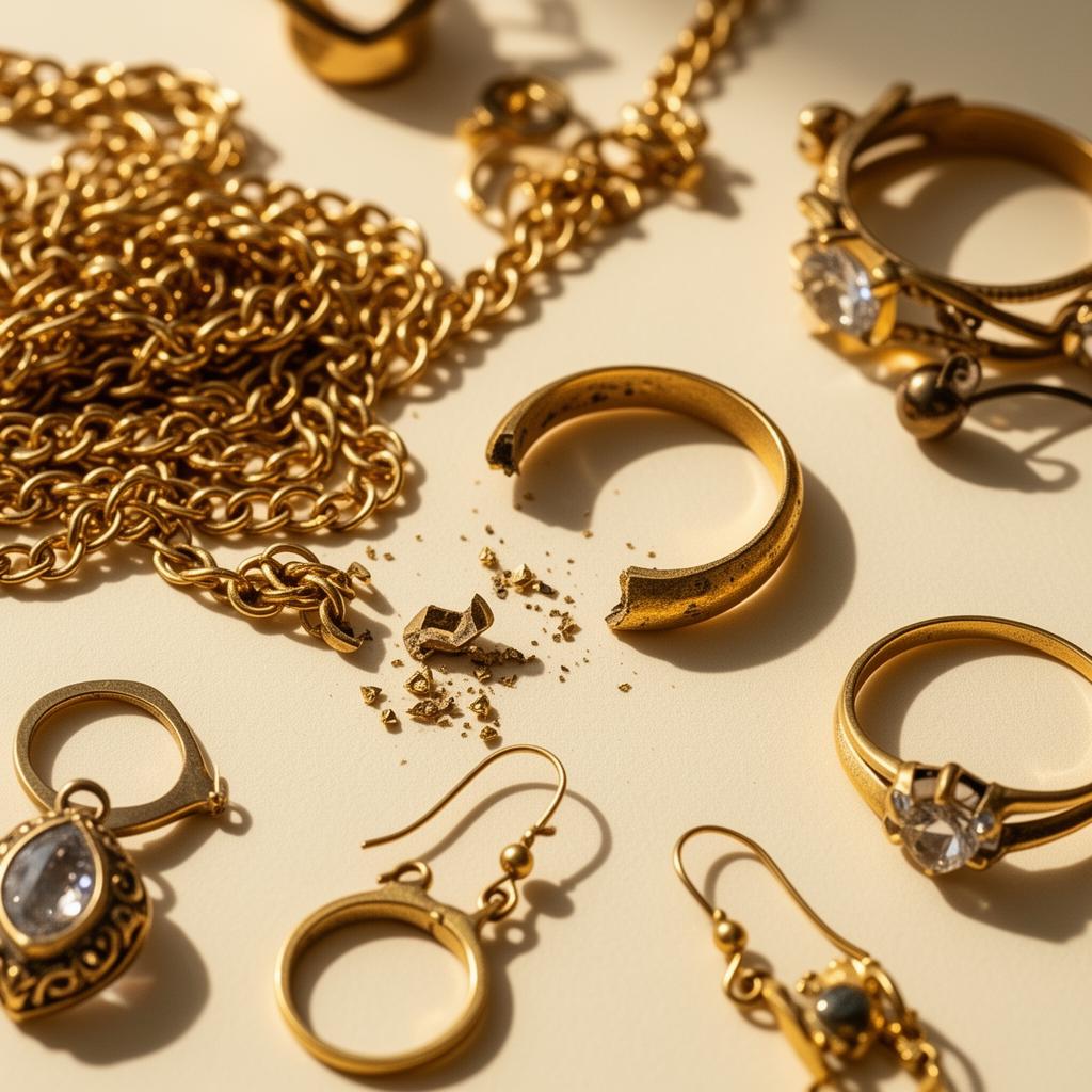 Verzameling gouden sieraden klaar voor taxatie